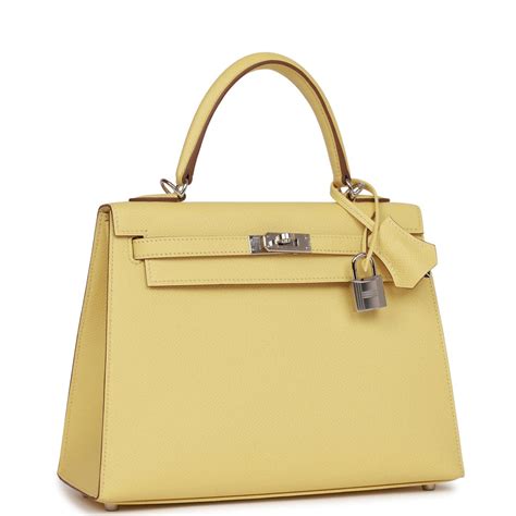 hermes kelly jaune poussin|HERMES Epsom Kelly Sellier 25 Jaune Poussin .